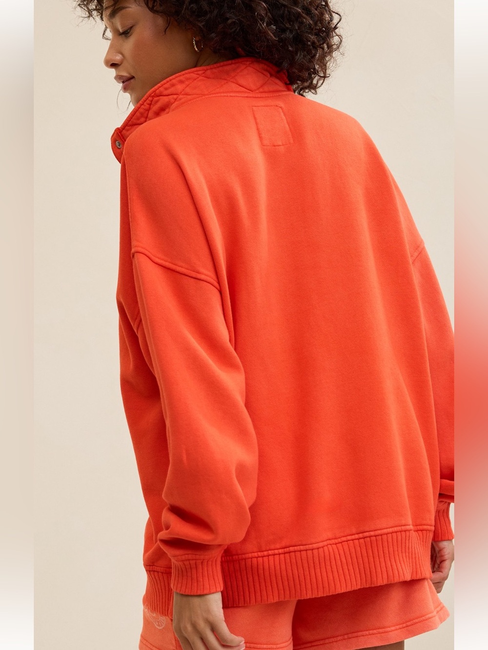 Red/Orange Snap-Placket Pullover Sweatshirt - Picture 5 of 6